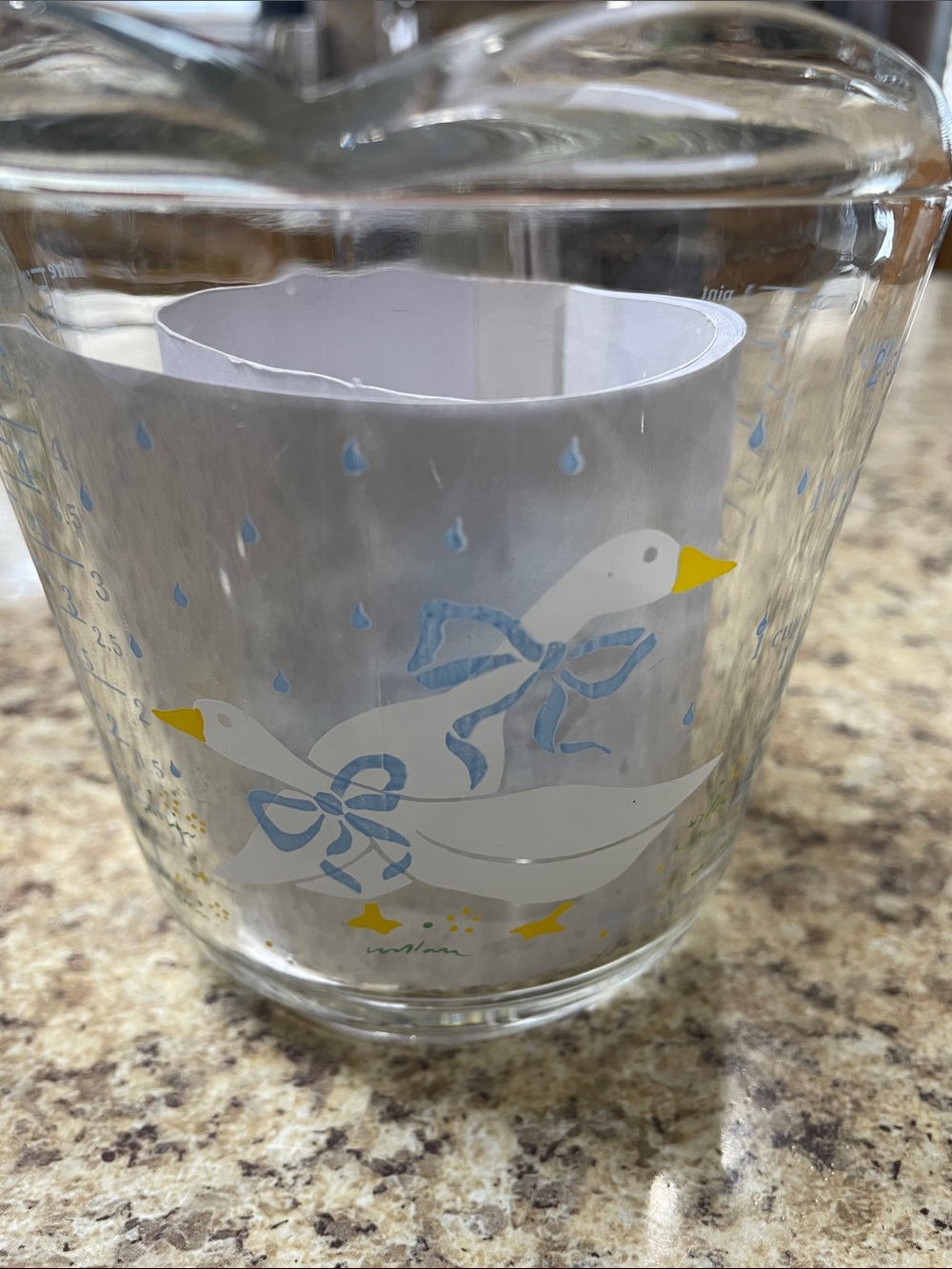 Vintage 1987 Anchor Hocking "Blue Ribbon Country Geese" 16oz glass measuring cup